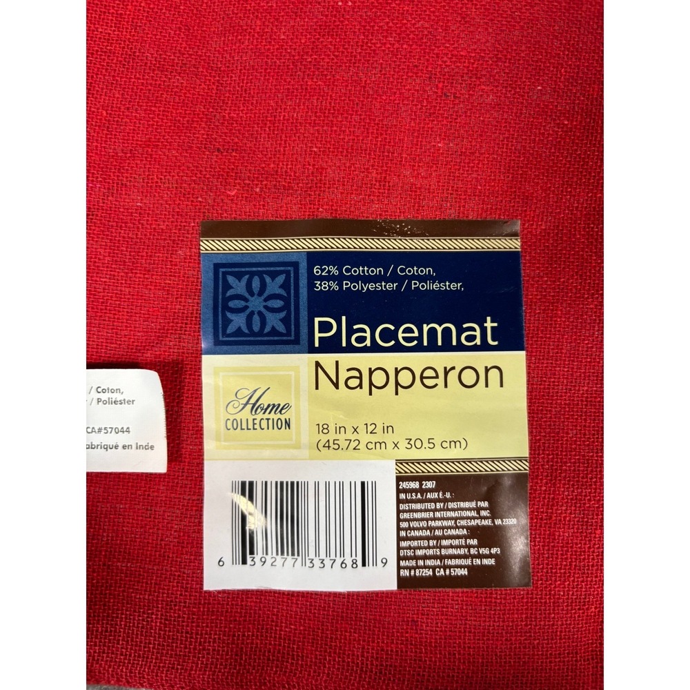 Home Collection Red‎ Plaid Placemats Set of 7 Cotton Blend Table Decor - Picture 3 of 8